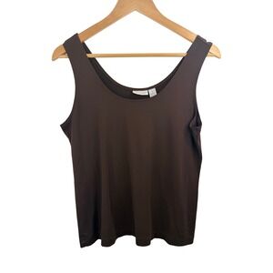 Chicos Brown‎ Sleeveless Tank Top Size 1 Knit Stretch Basic Everyday Top